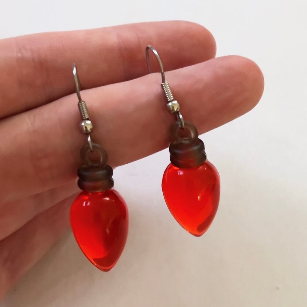 Red Christmas Light Earrings Holiday Jewelry